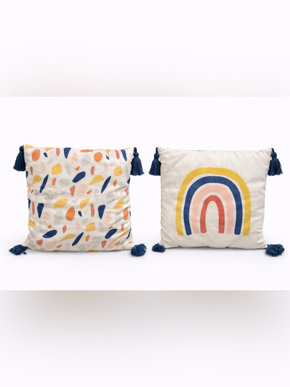 Colorful Rainbow Tassel Throw Pillow Double Sided Boho Decor